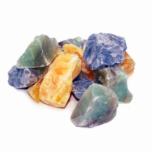 calcite crystals blue orange green