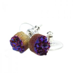 Purple Rainbow Druzy Earstud