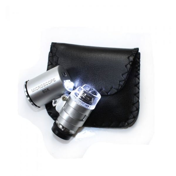 LED pocket microscope 60x LED and UV lamp