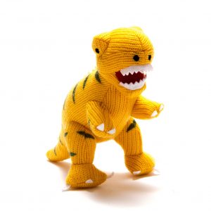 Yellow T Rex Baby Rattle Dinosaur Soft Toy