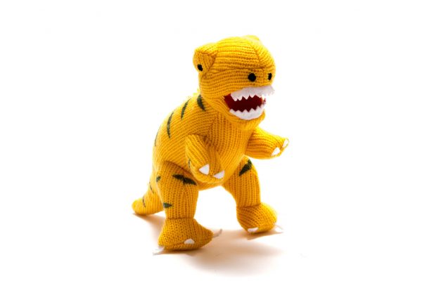 Yellow T Rex Baby Rattle Dinosaur Soft Toy