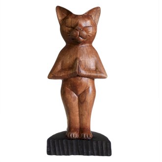 Handcarved Yoga Cats - Standing Position