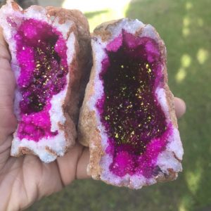 pink druzy druze geode gold