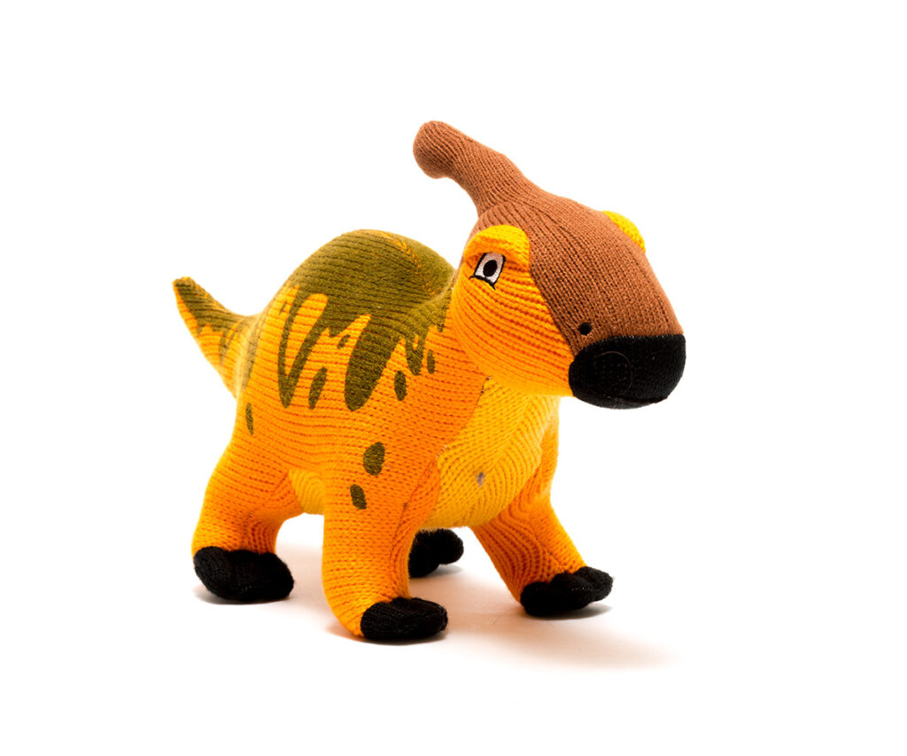 Parasaurolophus dinosaur baby soft toy rattle